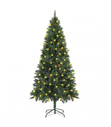 vidaXL Artificial Pre-lit Christmas Tree with Pine Cones Green 180 cm