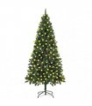 vidaXL Artificial Pre-lit Christmas Tree with Pine Cones Green 210 cm