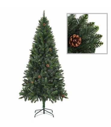 vidaXL Artificial Pre-lit Christmas Tree with Pine Cones Green 210 cm