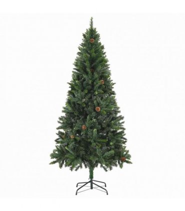 vidaXL Artificial Pre-lit Christmas Tree with Pine Cones Green 210 cm