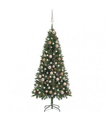 vidaXL Artificial Pre-lit Christmas Tree Ball Set&Pine Cones 180 cm