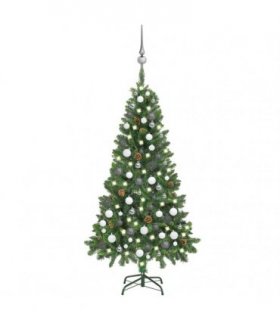 vidaXL Artificial Pre-lit Christmas Tree with Ball Set Pine Cones 150 cm