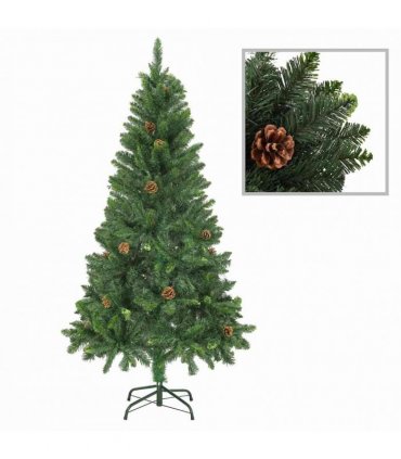 vidaXL Artificial Pre-lit Christmas Tree with Ball Set Pine Cones 150 cm