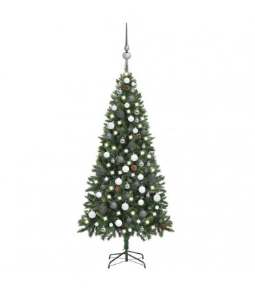 vidaXL Artificial Pre-lit Christmas Tree with Ball Set Pine Cones 180 cm