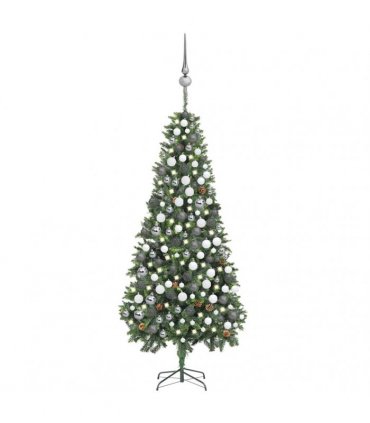 vidaXL Artificial Pre-lit Christmas Tree Ball Set Pine Cones 210 cm