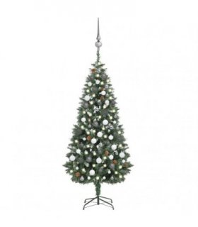 vidaXL Artificial Pre-lit Christmas Tree with Ball Set Pine Cones 180 cm