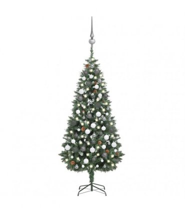 vidaXL Artificial Pre-lit Christmas Tree with Ball Set Pine Cones 180 cm