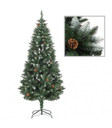 vidaXL Artificial Pre-lit Christmas Tree with Ball Set Pine Cones 180 cm