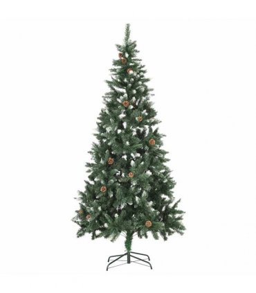 vidaXL Artificial Pre-lit Christmas Tree Ball Set Pine Cones 210 cm