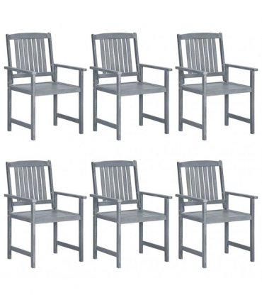 vidaXL Garden Chairs 6 pcs Solid Acacia Wood Grey