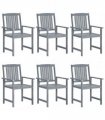 vidaXL Garden Chairs 6 pcs Solid Acacia Wood Grey