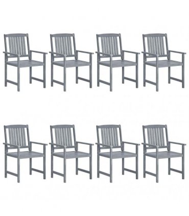 vidaXL Garden Chairs 8 pcs Solid Acacia Wood Grey