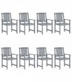 vidaXL Garden Chairs 8 pcs Solid Acacia Wood Grey