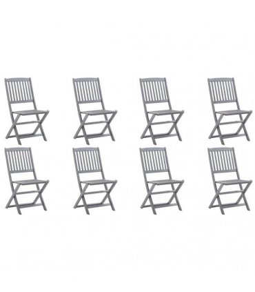 vidaXL Folding Chairs 8 pcs Solid Acacia Wood