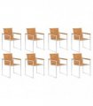 vidaXL Garden Chairs 8 pcs Solid Acacia Wood and Stainless Steel