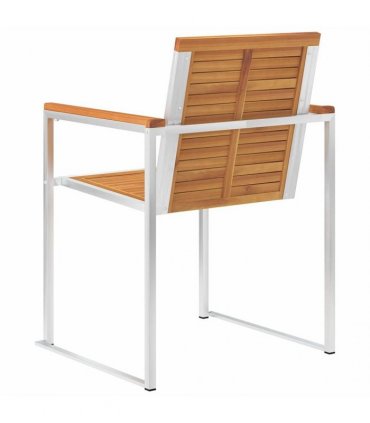 vidaXL Garden Chairs 8 pcs Solid Acacia Wood and Stainless Steel