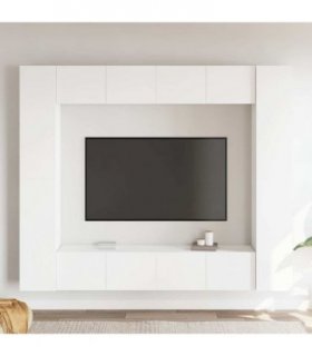 vidaXL 8 Piece TV Cabinet Set White Engineered Wood
