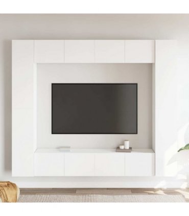 vidaXL 8 Piece TV Cabinet Set White Engineered Wood