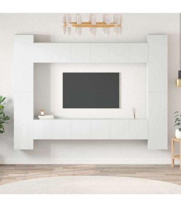 vidaXL 10 Piece TV Cabinet Set White Engineered Wood