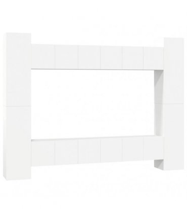 vidaXL 10 Piece TV Cabinet Set White Engineered Wood