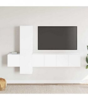 vidaXL 5 Piece TV Cabinet Set White Engineered Wood