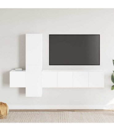 vidaXL 5 Piece TV Cabinet Set White Engineered Wood