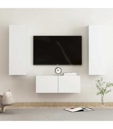 vidaXL 3 Piece TV Cabinet Set White Engineered Wood