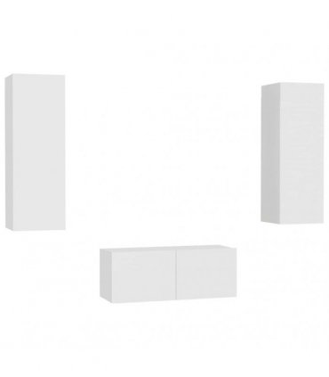 vidaXL 3 Piece TV Cabinet Set White Engineered Wood