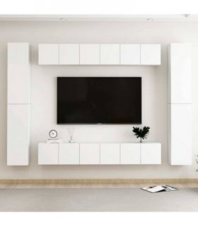 vidaXL 10 Piece TV Cabinet Set White Engineered Wood