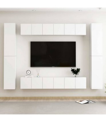 vidaXL 10 Piece TV Cabinet Set White Engineered Wood
