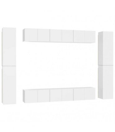vidaXL 10 Piece TV Cabinet Set White Engineered Wood
