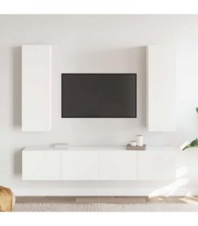 vidaXL 4 Piece TV Cabinet Set White Engineered Wood