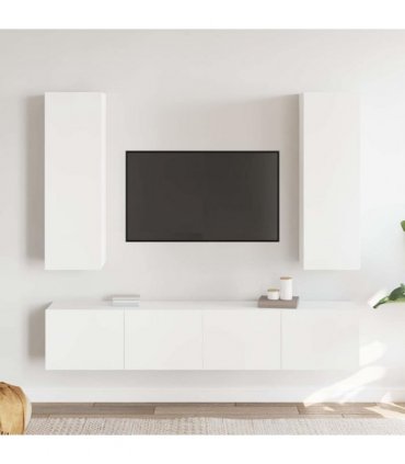 vidaXL 4 Piece TV Cabinet Set White Engineered Wood