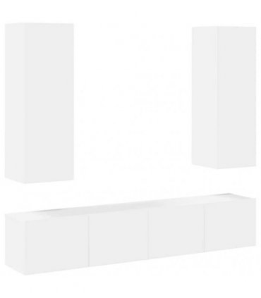 vidaXL 4 Piece TV Cabinet Set White Engineered Wood