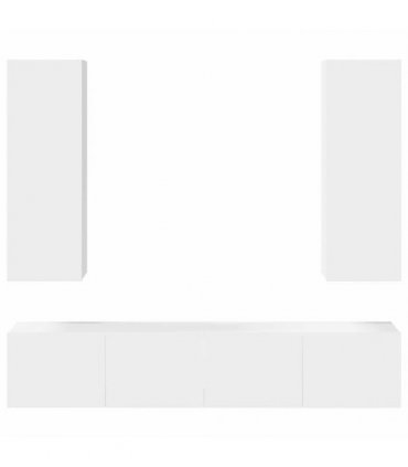vidaXL 4 Piece TV Cabinet Set White Engineered Wood