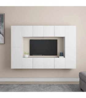 vidaXL 8 Piece TV Cabinet Set White Engineered Wood
