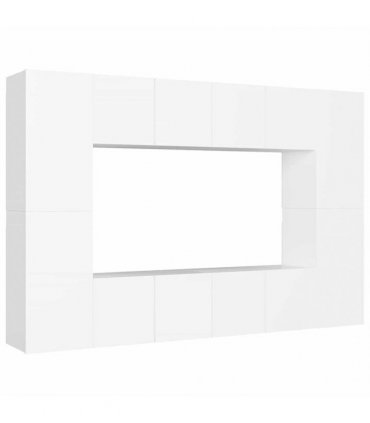 vidaXL 8 Piece TV Cabinet Set White Engineered Wood