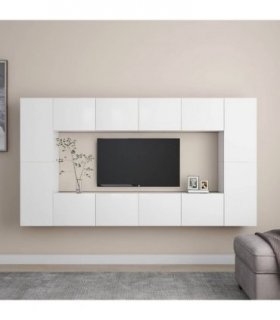 vidaXL 8 Piece TV Cabinet Set White Engineered Wood