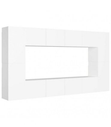 vidaXL 8 Piece TV Cabinet Set White Engineered Wood