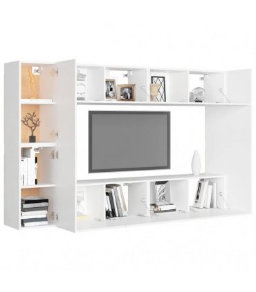 vidaXL 8 Piece TV Cabinet Set White Engineered Wood