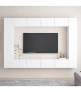 vidaXL 8 Piece TV Cabinet Set White Engineered Wood