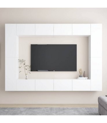 vidaXL 8 Piece TV Cabinet Set White Engineered Wood