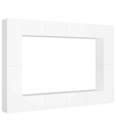 vidaXL 8 Piece TV Cabinet Set White Engineered Wood