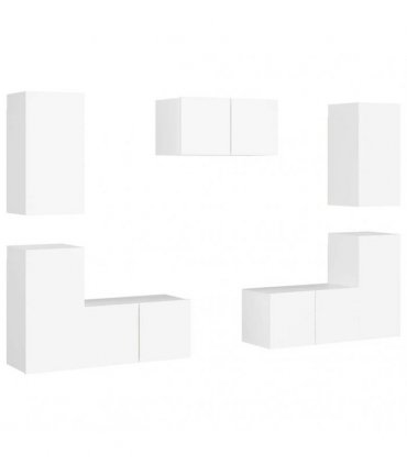 vidaXL 7 Piece TV Cabinet Set White Engineered Wood