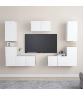 vidaXL 7 Piece TV Cabinet Set White Engineered Wood