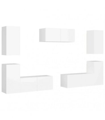 vidaXL 7 Piece TV Cabinet Set White Engineered Wood