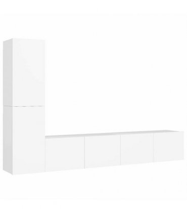 vidaXL 4 Piece TV Cabinet Set White Engineered Wood
