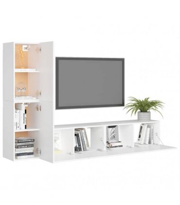 vidaXL 4 Piece TV Cabinet Set White Engineered Wood