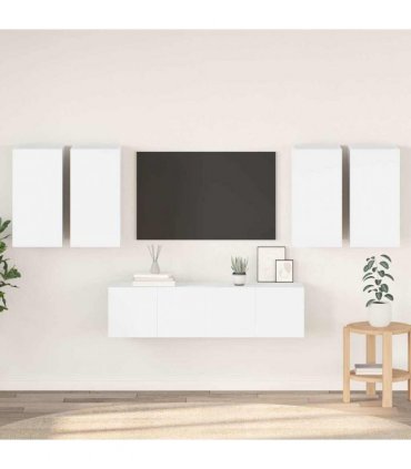 vidaXL 6 Piece TV Cabinet Set White Engineered Wood
