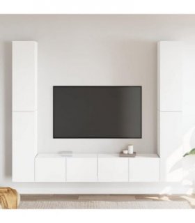 vidaXL 6 Piece TV Cabinet Set White Engineered Wood